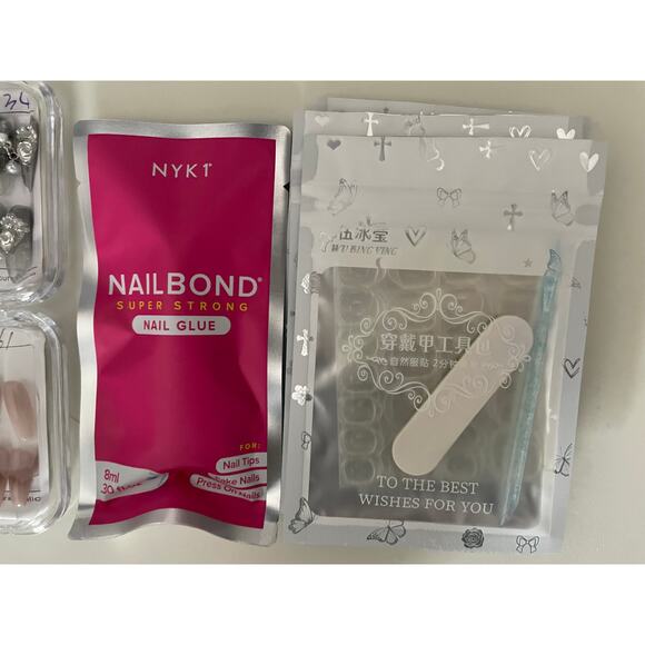 4x Gothic Goth Y2K Press On Nails Bundle w Glue Kiss - Picture 2 of 6